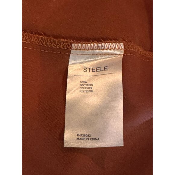 Steele Womens Burnt Orange Slip Maxi Dress With Tie-Back Thigh Slit And Spaghett - Picture 9 of 10